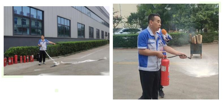 隨后，集團(tuán)消防安全員為廣大職工講解滅火器和消防水槍的使用方法，并現(xiàn)場(chǎng)演示。廣大員工積極參與到教學(xué)演練當(dāng)中，進(jìn)一步鞏固消防培訓(xùn)知識(shí)。